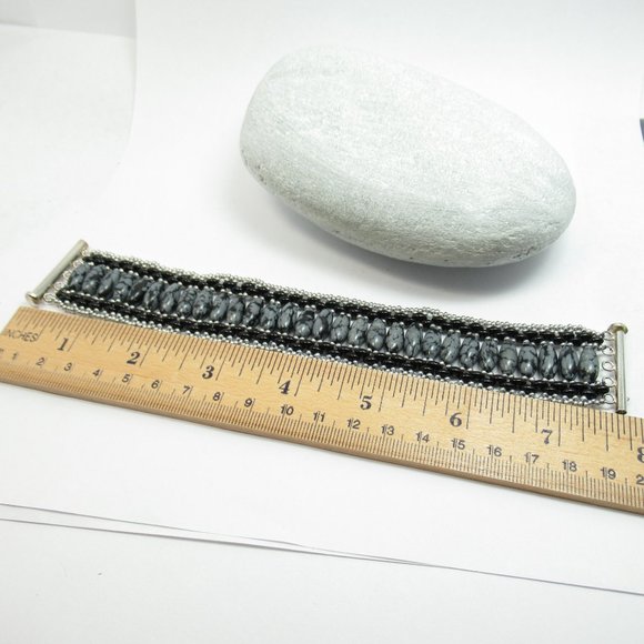 Snowflake Obsidian handwoven bracelet - Picture 4 of 8